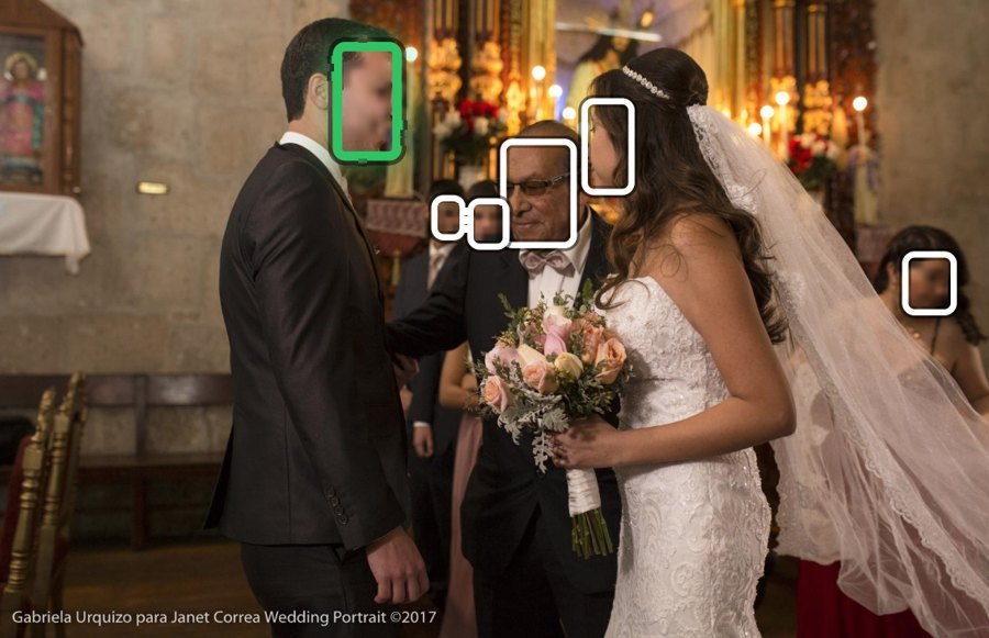 En el altar, incluso de perfil.