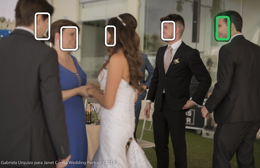 En la recepción, a distancia.
